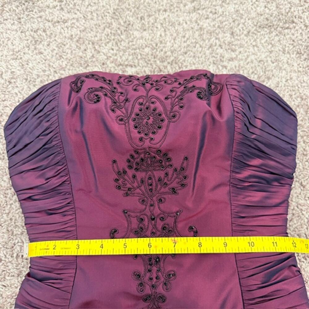 Badgley Mischka Bustier Women's Size 4 100% Silk Embellished Formal Wedding - Picture 8 of 11